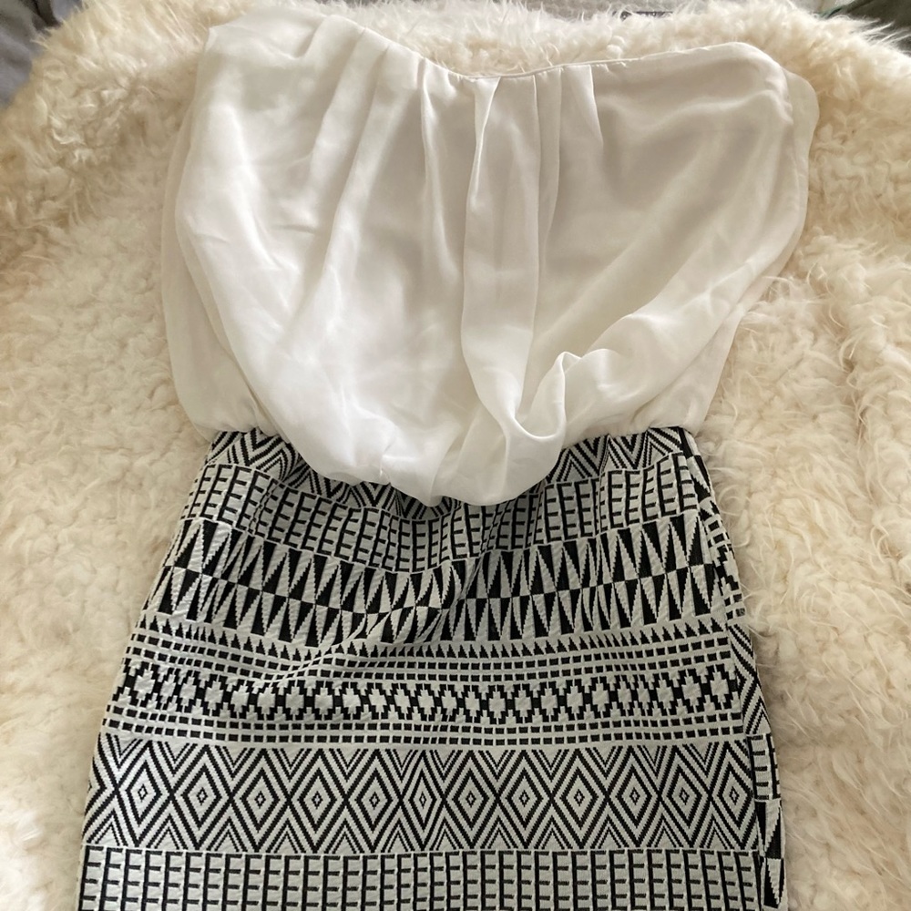 Wedding Season Gray white and black strapless summer dress🖤🤍